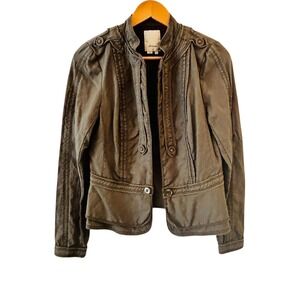 Y2K Anthropologie Elevenses Military Peplum Jacket Womens Size 6 Prep Blazer